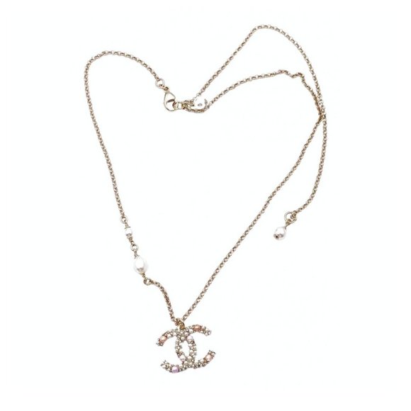 Chanel Brand New Gold CC Pink Pearl Necklace - Picture 1 of 4